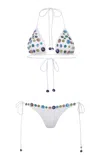 Siedres Juniper Embellished String Bikini Top In White
