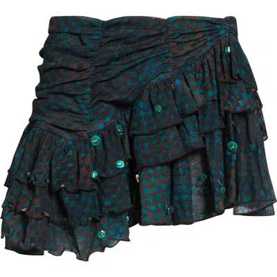 Siedres Siedrés Kaia Check Tiered Chiffon Miniskirt In Multi