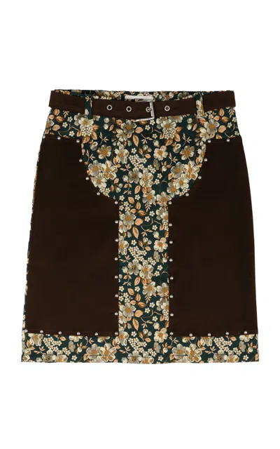 Siedres Siedrés Kendra Cotton-blend Embellished Skirt In Brown