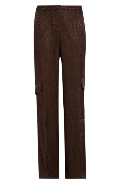 Siedres Siedrés Kimmy Satin Jacquard Straight Leg Cargo Pants In Brown