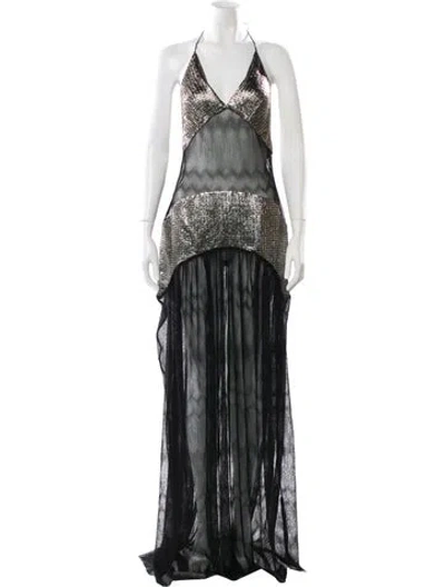 Pre-owned Siedres Lace Pattern Long Dress W/ Tags In Black