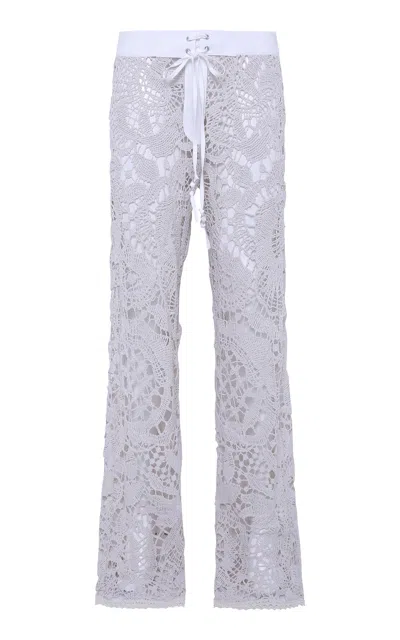 Siedres Leane Crocheted Lace Straight-leg Pants In White
