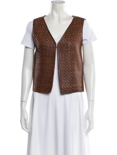 Pre-owned Siedres Leather Vest W/ Tags In Brown
