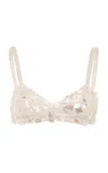 Siedres Lemy Sequined Bra Top In Off-white