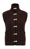 Siedres Lesna Cable-knit Cotton Vest In Brown