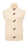 Siedres Lesna Cable-knit Vest In Off-white