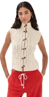 Siedres Lesna Cable-knit Vest In Ecru