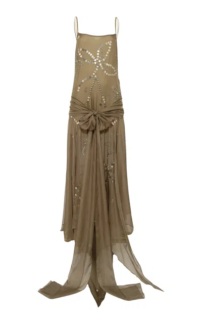 SIEDRES LIANO EMBELLISHED CHIFFON MAXI DRESS 