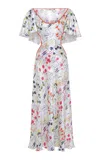Siedres Lidia Printed Satin Midi Dress In White