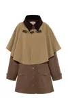 Siedres Lilibeth Cape-detailed Organic Cotton Coat In Multi
