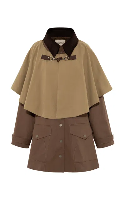 Siedres Lilibeth Cape-detailed Organic Cotton Coat In Multi