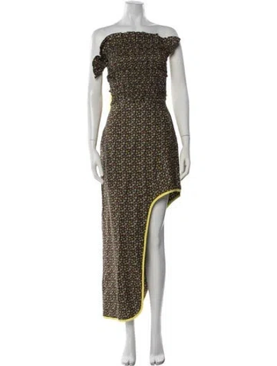 Pre-owned Siedres Linen Long Dress In Brown