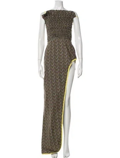 Pre-owned Siedres Linen Long Dress In Brown