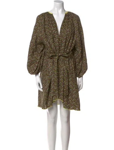 Pre-owned Siedres Linen Mini Dress In Brown