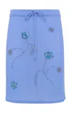 Siedres Liz Embroidered Mesh Midi Skirt In Blue