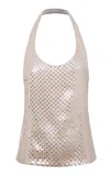 Siedres Lorenza Sequined Halter Tank Top In Grey