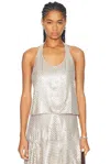 Siedres Lorenza Sequined Halter Tank Top In Grey