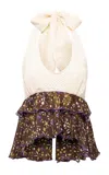 Siedres Lori Ruffled Lace-chiffon Top In White
