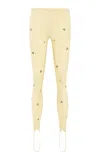 Siedres Lou Embellished Sheer Stirrup Leggings In Yellow