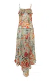 SIEDRES LUCIEN ASYMMETRIC FLORAL-PRINTED GEORGETTE MIDI DRESS