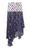 Siedres Lumier Asymmetric Satin-voile Midi Skirt In Blue