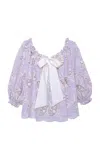 Siedres Lune Embroidered Poplin Top In Purple