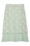 Siedres Siedrés Lunies Floral Appliqué Sheer Lace Midi Skirt In Green Multi