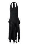 Siedres Lunn Ruffled Jersey Halter Midi Dress In Black