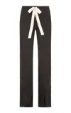 Siedres Madison Satin Jacquard Straight-leg Pants In Black