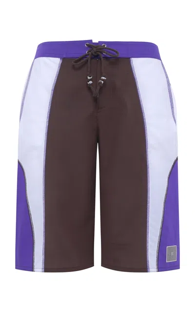 Siedres Malibu Colorblock Cotton-poplin Shorts In Brown