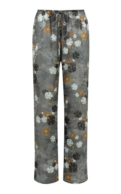 Siedres Manoce Devoré Chiffon Wide-leg Pants In Multi
