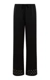 Siedres Manoce Embellished Satin Wide-leg Pants In Black