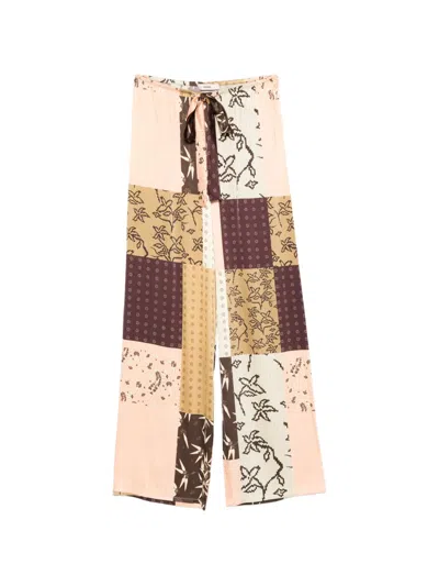 Siedres Manoce Floral-detail Trousers In Brown
