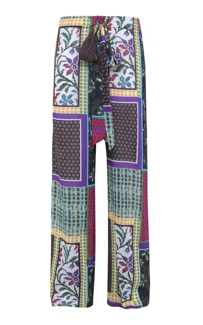 Siedres Manoce Printed Cotton-voile Wide-leg Pants In Multi
