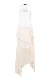 Siedres Marcela Asymmetric Lace Jersey Cotton Dress In White