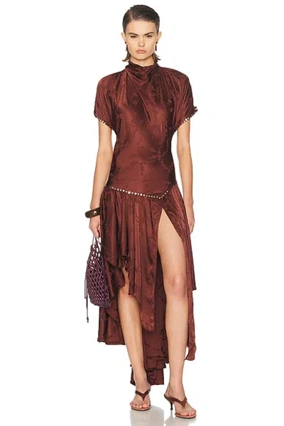 Siedres Maren Open Back Asymmetric Dress In Brown