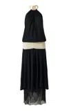 Siedres Margeaux Lace-trimmed Georgette Maxi Dress In Black