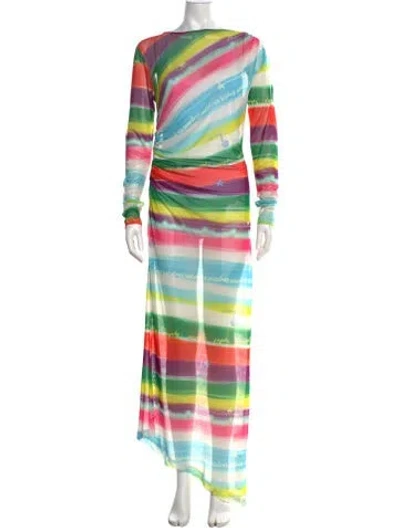 Pre-owned Siedres Mesh Long Dress In Blue