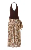 Siedres Midias Cotton Maxi Wrap Dress In Multi