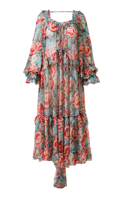Siedres Mignon Ruffled Organza Maxi Dress In Multi