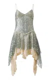 Siedres Miley Ruffled Sequined Mini Dress In Green