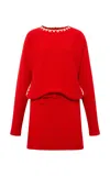 Siedres Mily Embroidered Knit Mini Dress In Red