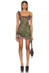 Siedres Womens Mimika Polka-dot Ruffled-trim Cotton Mini Dress Multi
