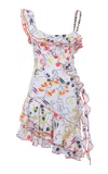 Siedres Mimika Printed Cotton-poplin Mini Dress In White