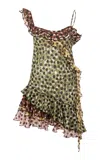 Siedres Womens Mimika Polka-dot Ruffled-trim Cotton Mini Dress Multi In Multi