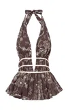 Siedres Minila Sequined Halter Top In Brown