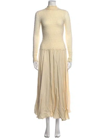 Pre-owned Siedres Mock Neck Long Dress In Neutrals