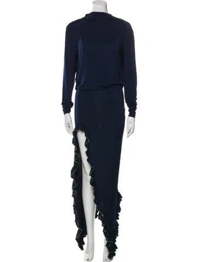 Pre-owned Siedres Mock Neck Long Dress W/ Tags In Blue