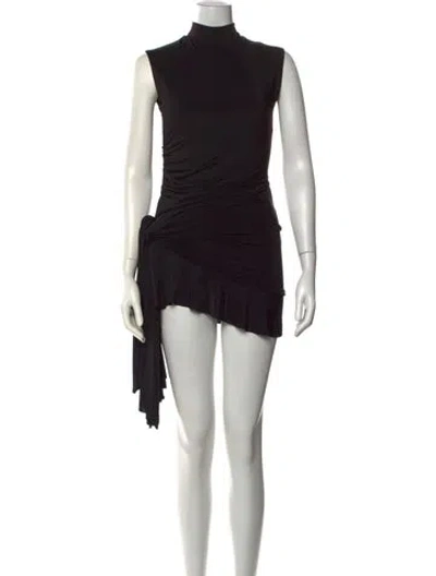 Pre-owned Siedres Mock Neck Mini Dress In Black