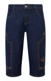 Siedres Moisse Patch-detailed Cotton Shorts In Navy